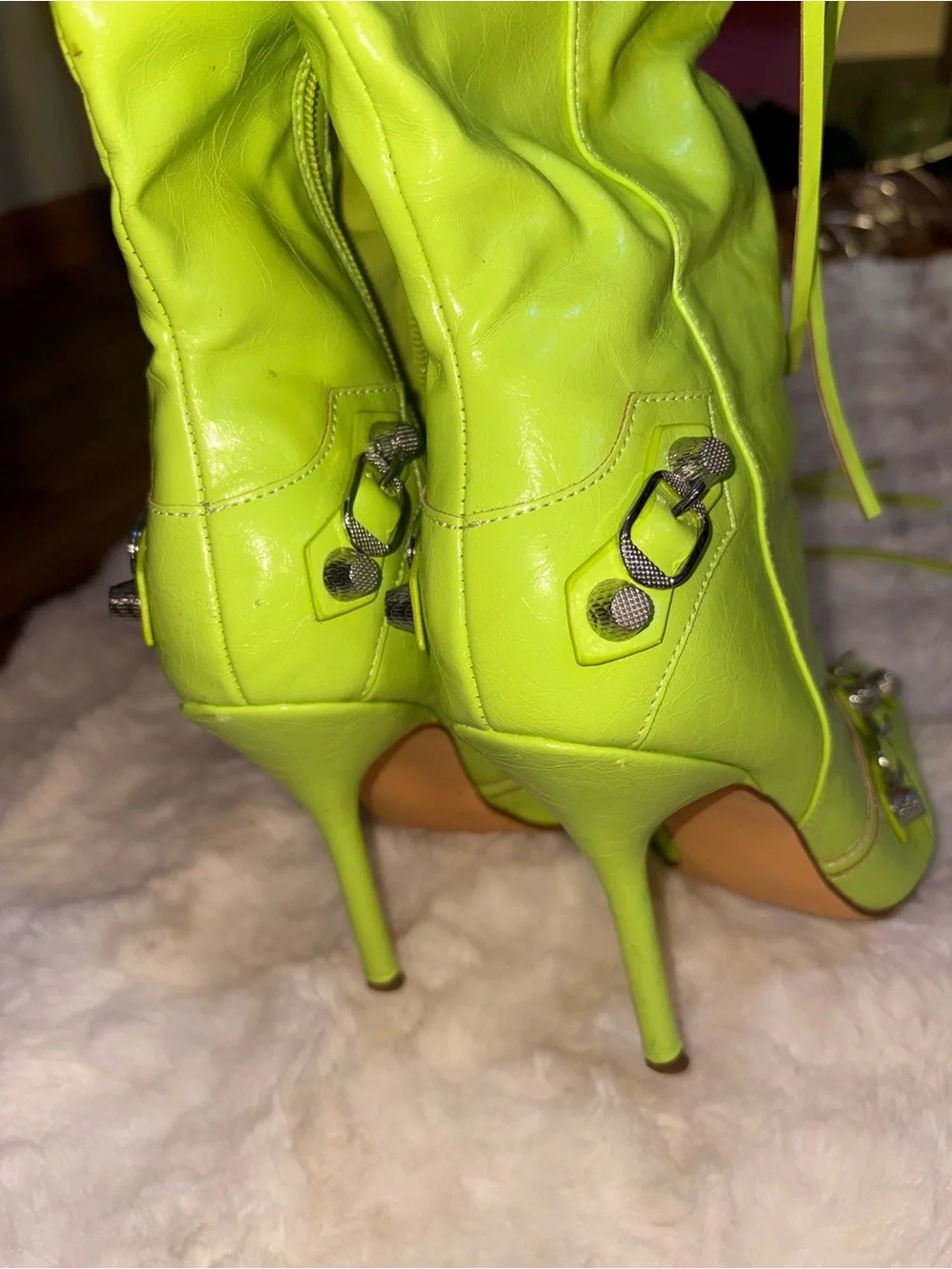 Fashion Nova Neon Lime Over-the-Knee Stiletto Boots
